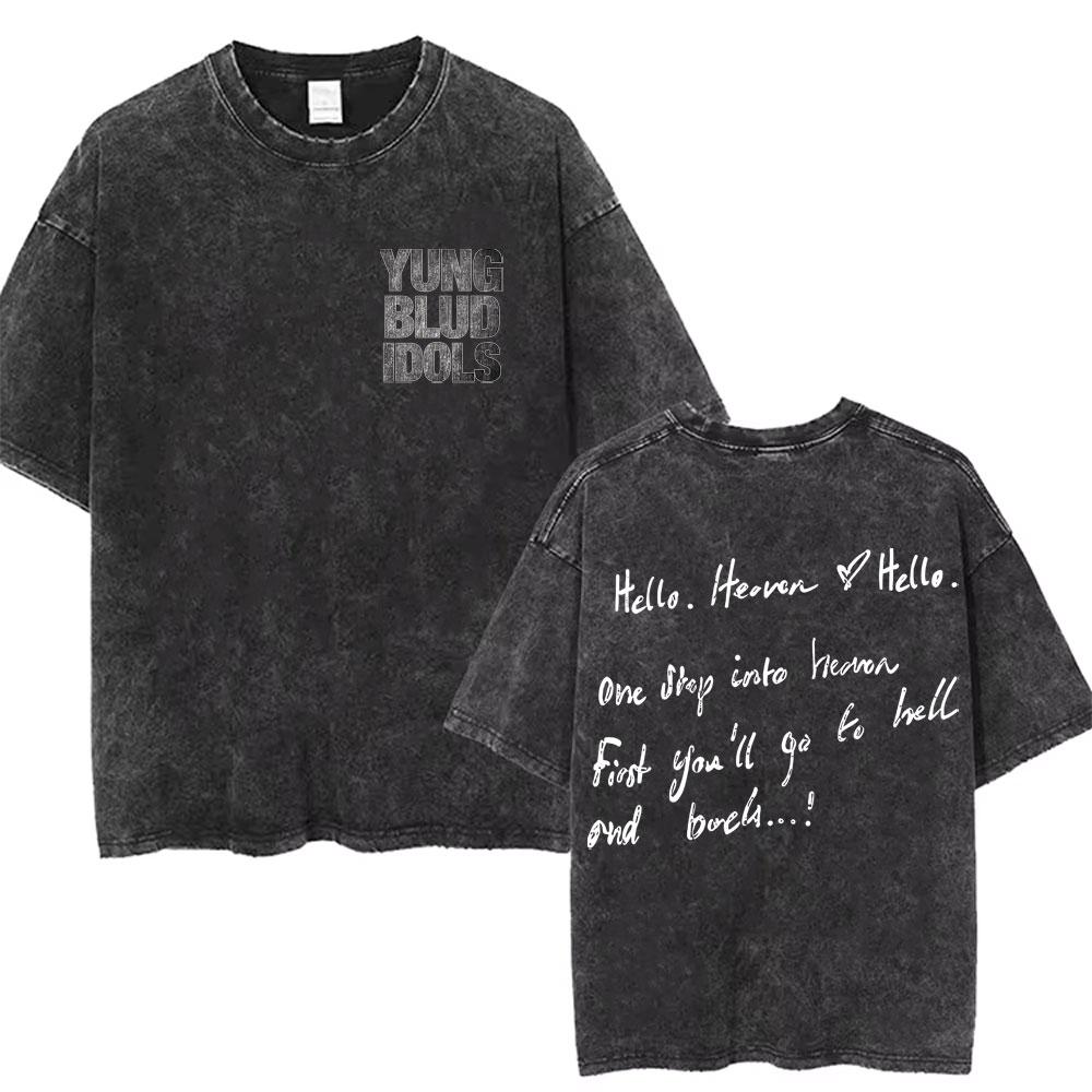 Washed Vintage Yungblud Face Graphic Tshirt Men Women Casual Retro Oversized T Shirt Male Fashion Hip Hop Short Sleeve Tshirts