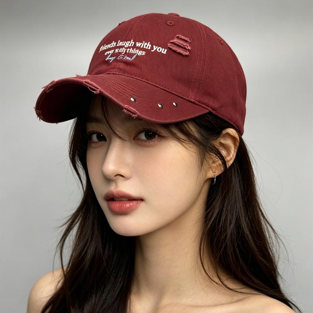 Spring And Autumn Street Rivet Embroidery Letter Baseball Cap Men'S And Women'S Sunshade Heavy Industry Wind Personality Cap