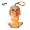 Flameless Candle Figurine Halloween Skeleton Decoration with LED Light, Spooky Lighted Plastic Skull Ornament Rope for Haunted House Home Party Decor