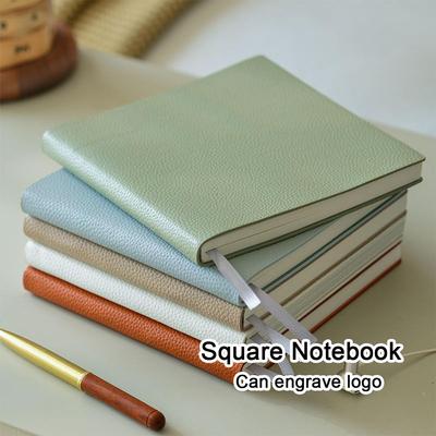 Carnet carré en cuir épaissi, manuel, agenda étudiant, bloc-notes pour fille, journal de voyage, pages intérieures vierges/quadrillées, 100 feuilles 200 pages