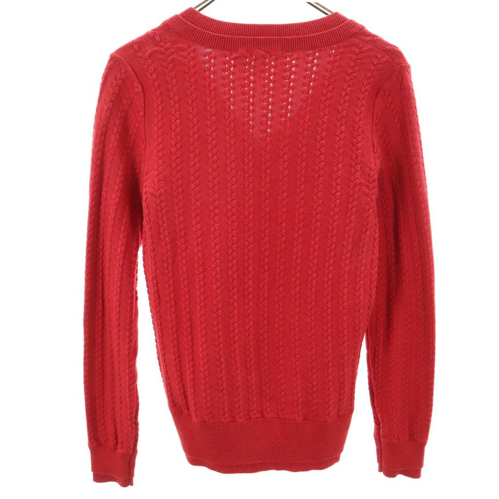 LACOSTE Long sleeve V-neck Layered knit 34 Red sweater Women Used