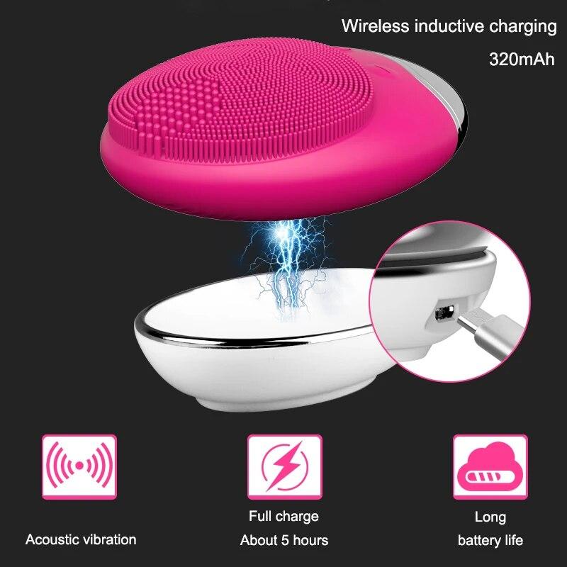 Electric Face Cleaner Sonic Silicone Facial Cleansing Brush Electric Ultrasonic Vibrating Face Massager Mini Pore Deep Cleaning