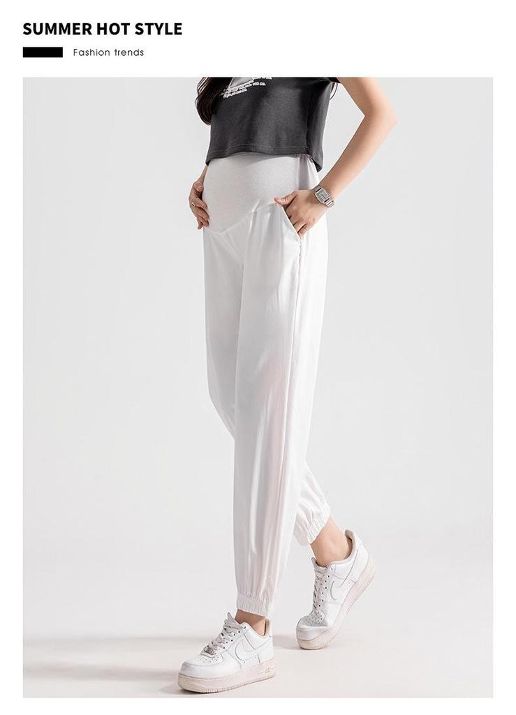 Maternity Spring/Summer Slimming Ice Silk Belly Support Pants