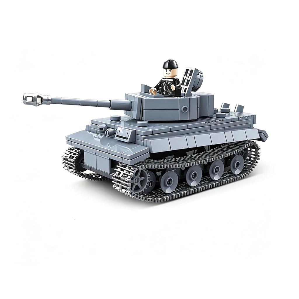 Full Crown Building Set 100242 Tiger I Heavy Tank Model WWII Military Series Assembly Toy Boys' Gift