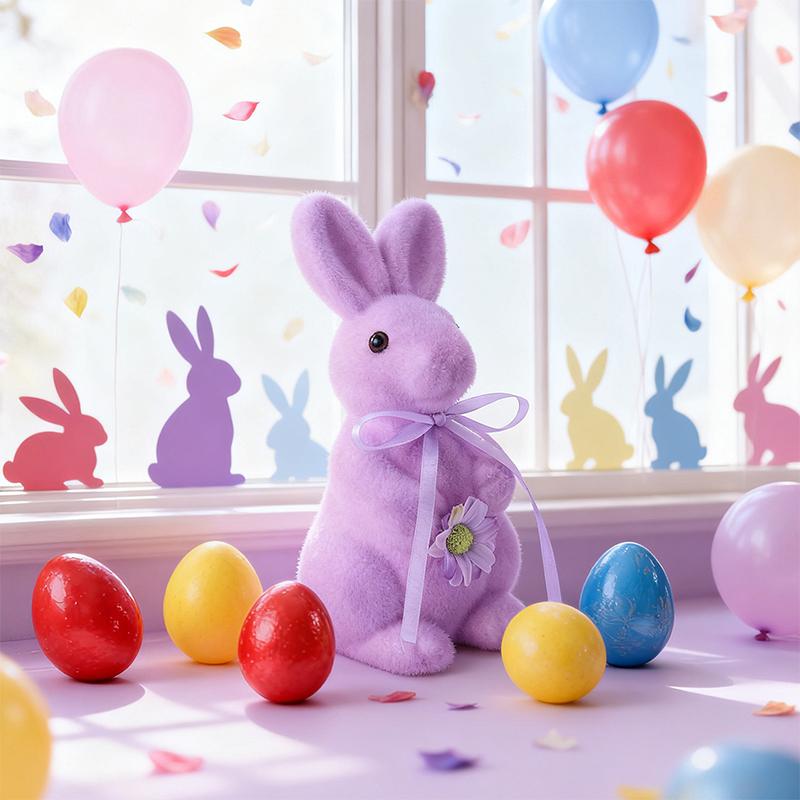 Easter Decoration Simulation Flocking Rabbit Desktop Window Party Props Home Decoration Spring Fat Rabbit Cutting Vase Accessory