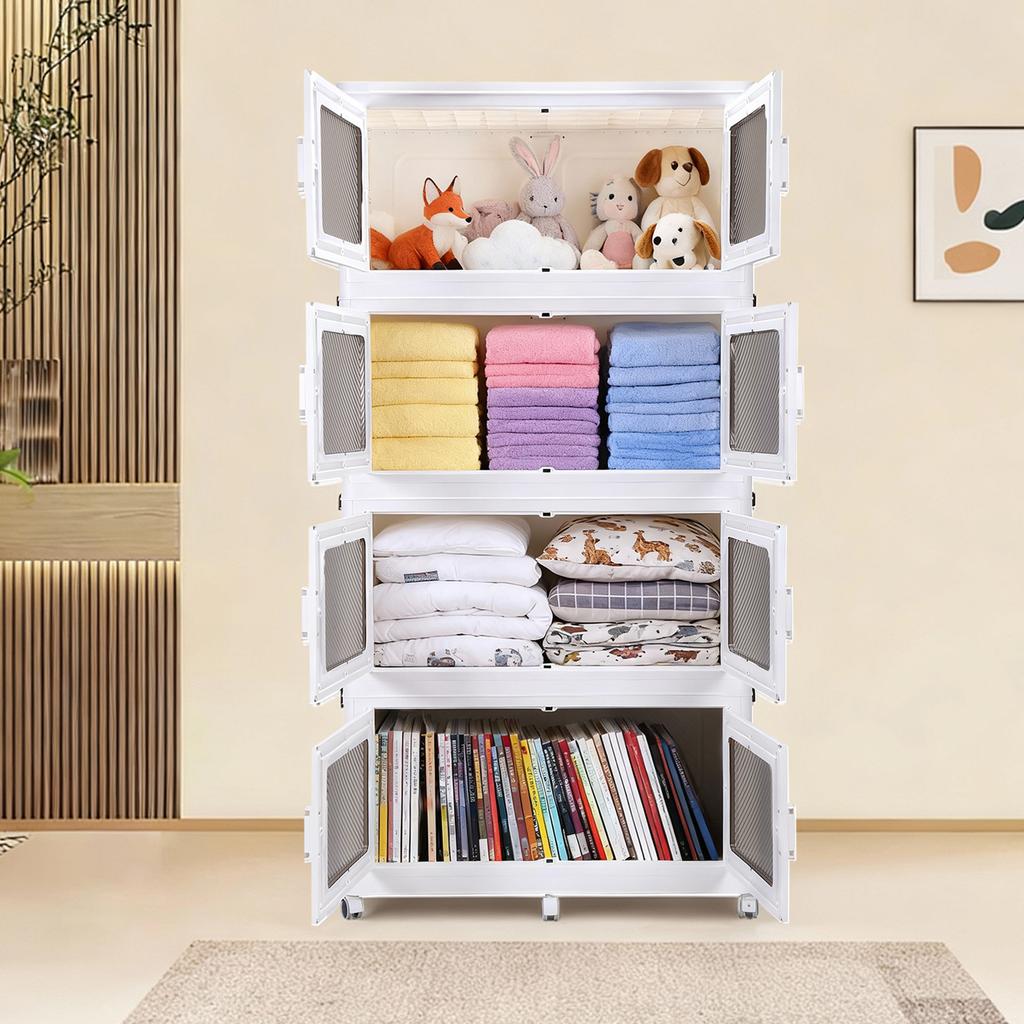 Closet Storage and Organizer with Lid Plastic Storage Cabinet with Wheel Free Installation Storage Cabinet for Small Spaces Bath