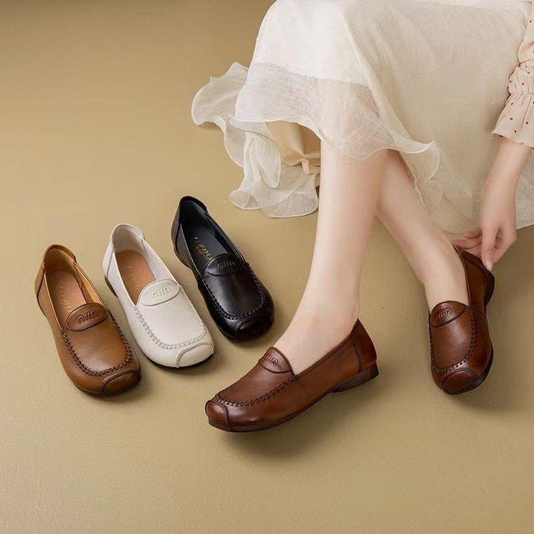 Soft Leather Elderly Mother Shoes Middle-aged Women's Autumn New Comfortable and Wear-resistant Beef Tendon Sole Small Leather Shoes Soft Sole Women'