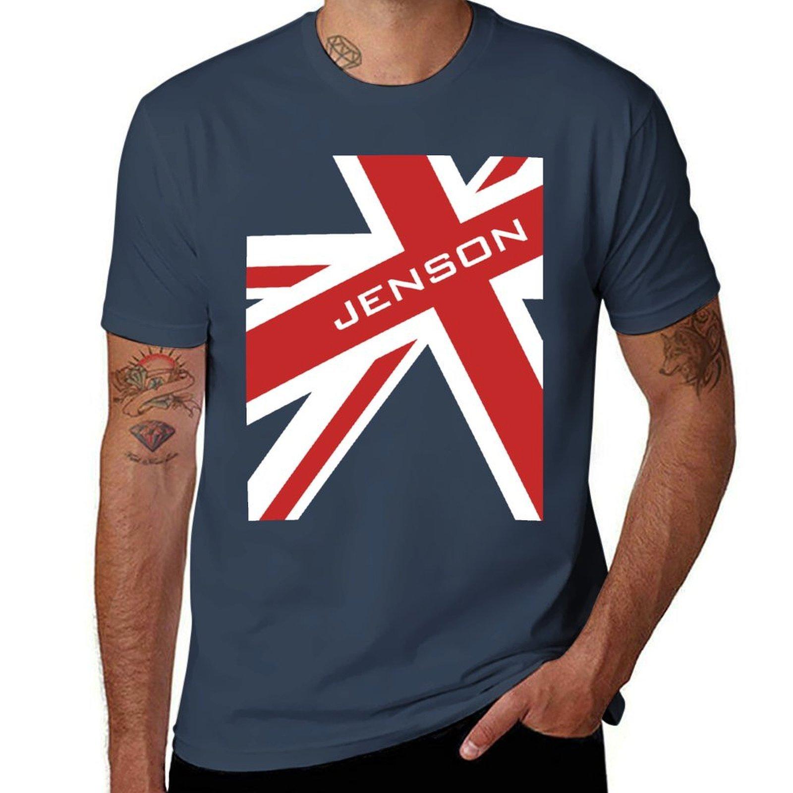 Jenson Button Union Jack Tshirt Fashion Print Casual Short Sleeve S