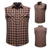 Shirt Vest Fashion Sleeveless 3D Cutting Casual Vest Men Plaid Print Waistcoat Top Men Vest Male Clothing