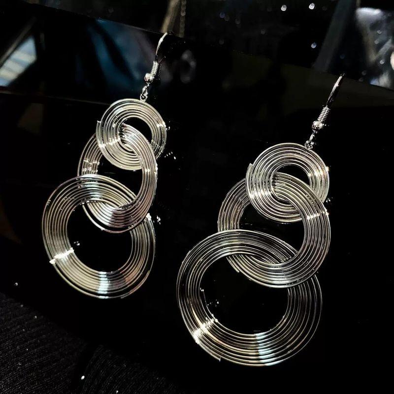 

Multi-Layer round Hollow High-Key Eardrop Fashion Style Accessible Luxury Fancy Earrings Niche Personality Socialite Elegant Earrings Silver Multi-Layered Hollow with Pierced Ears