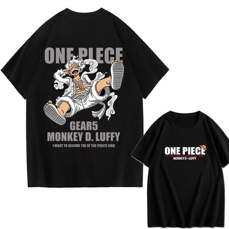 2026 ONE PIECE Zoro Luffy Gear Printed Loose Short-sleeved Cotton T-shirt Summer Tide Cotton Unisex Clothing Hip Hop Streetwear Oversized Tshirt