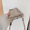 For iPhone 15 Pro Max Case Zipper Card Holder Mirror Snake Texture PU+PC Back Cover with Lanyard
