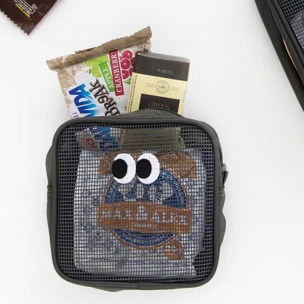 Student Stationery Bag Korean Storage Bag DIY Shoulder Bag Women Cosmetic Bag Mesh Cosmetic Bag