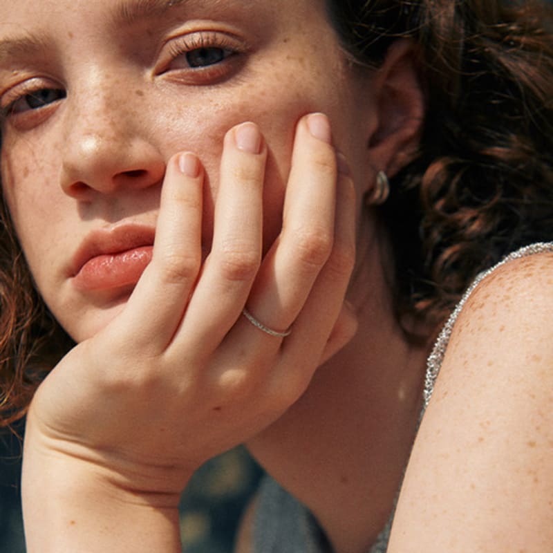 green [925 silver] Five.silver.210 / dew ring handle