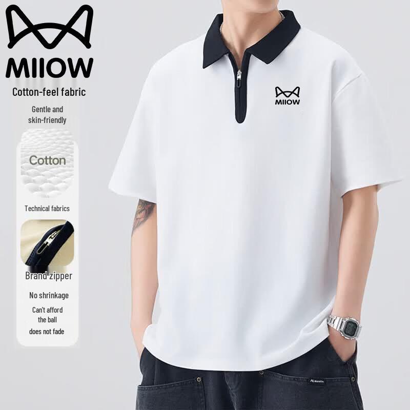 MiiOW Men s Polo Neck Short-Sleeve T-Shirt XL