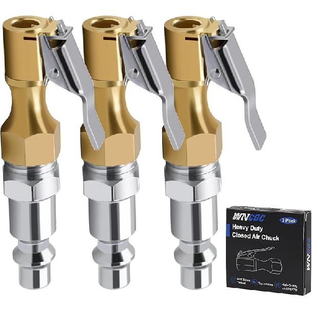 Пневмопатрон, упаковка из 3 штук, Сверхпрочный шинный патрон закрытого типа с 1/4 внутренней резьбой NPT для манометра шинного насоса, компрессорные аксессуары 1902B