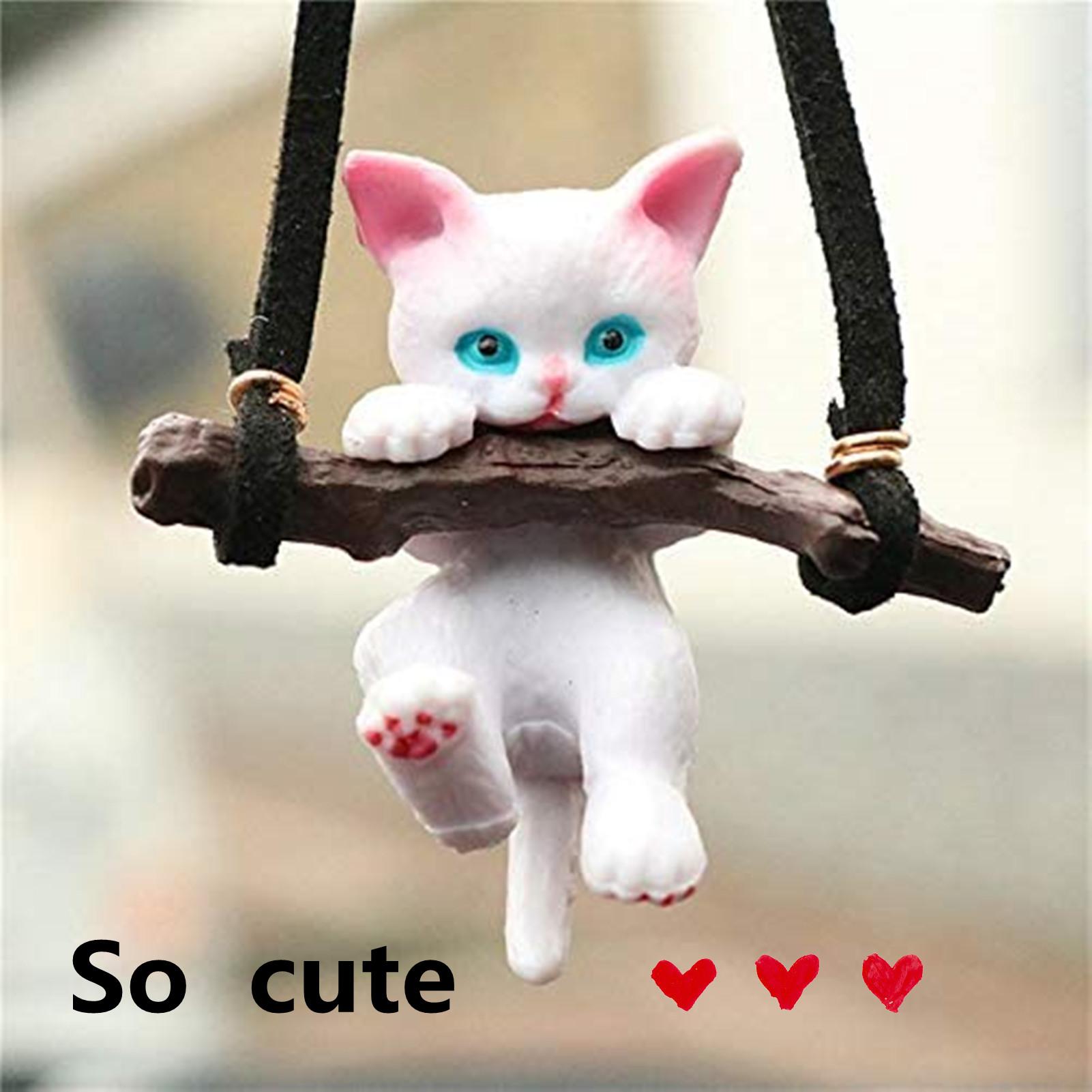 5 pezzi ciondolo gatto ramo auto | simpatici ciondoli auto per specchietto retrovisore, interni auto ragazza accessori interni miglior regalo regalo di San Valentino regalo di compleanno