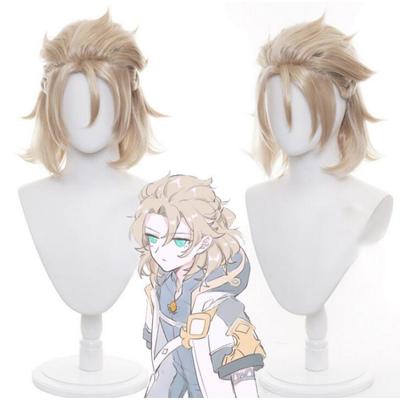 Peluca Cosplay Anime Juego Genshin Impact Albedo Trenzada Disfraz Cabello Sintético Resistente al Calor Hombres Mujeres Pelucas Cortas