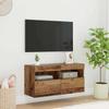 Wall Mounted TV Cabinet with LED Lighting Reclaimed Wood Look 80 x 30 x 40 cm Engineered Wood