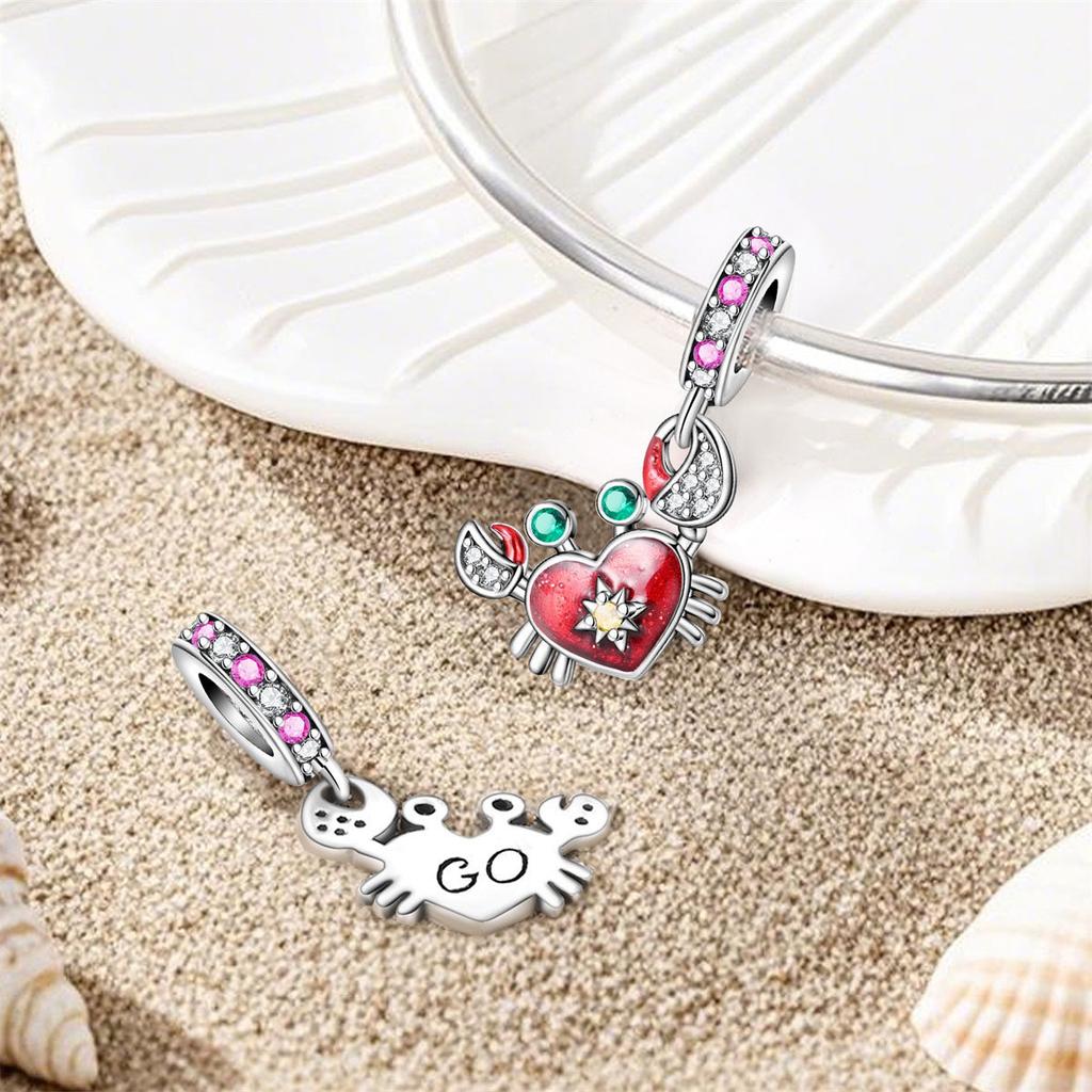 Ocean Theme Beading Accessories Set Colorful Crab Fish Turtle Pendant Beads DIY Craft Supplies