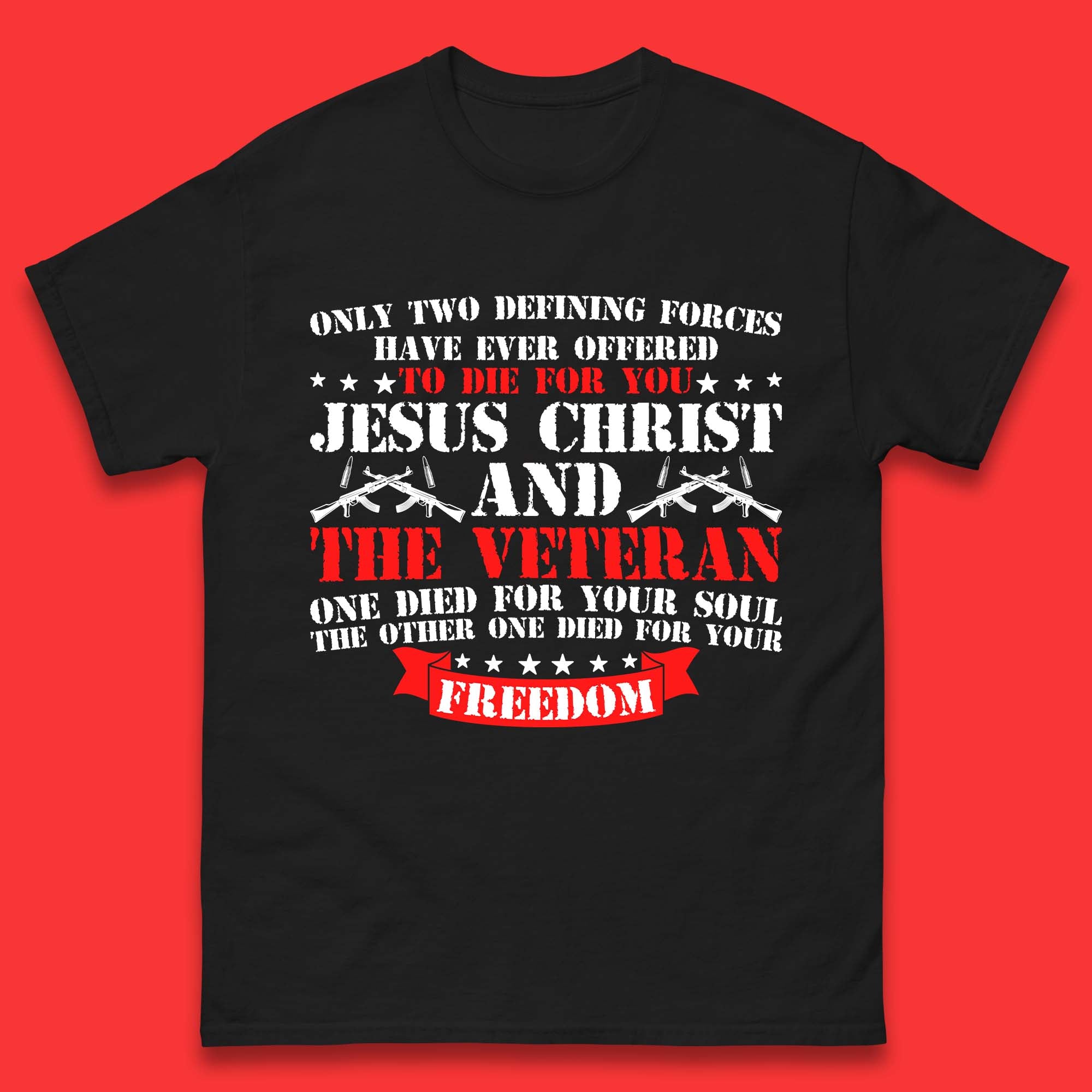 

Jesus Christ And The Veteran Mens T-Shirt Womens Tops Tees L