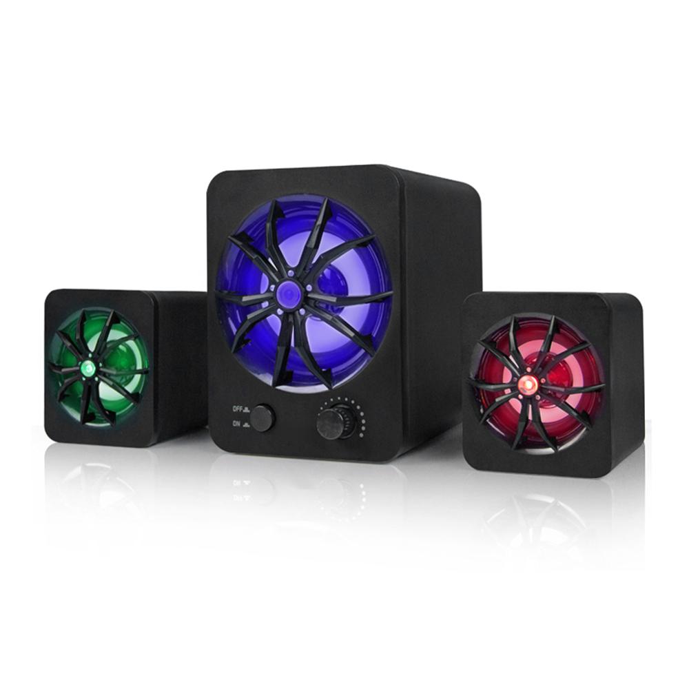 D 207 Computer Speaker USB Wired Combination Speaker Colorful LED Bass Stereo Music Player Subwoofer Speaker for