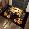 Halloween Themed Door Mat with Pumpkin Skull Reaper Pattern Non Slip Absorbent Outdoor Indoor Welcome Mat for Home Decor