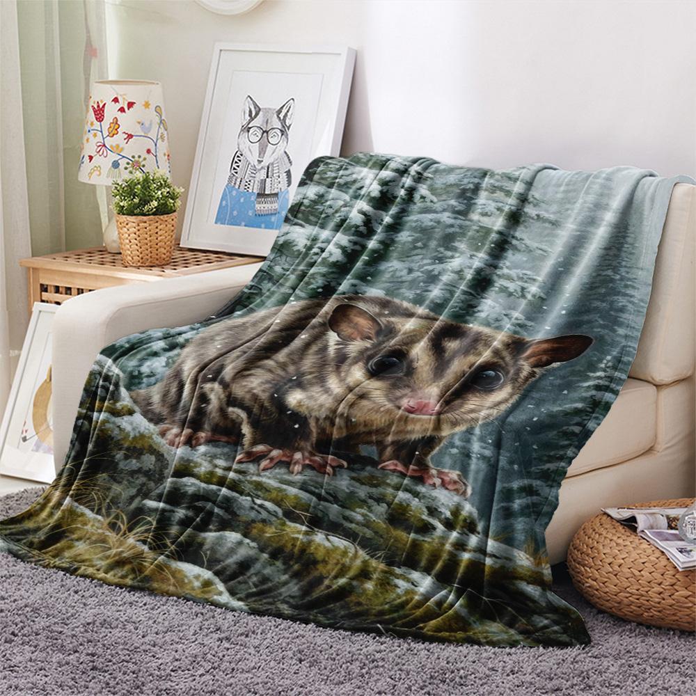 1PC Snow animals Print FlAannel Blanket, High quality Comfortable for All Seasons, Home Decor, Warmth and Comfort