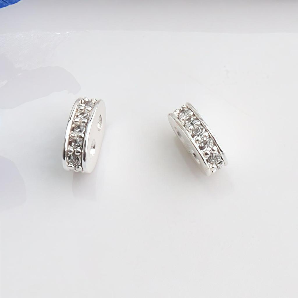 18K Gold Plated Double Hole Spacer Beads with Micro Zircon for DIY Jewelry