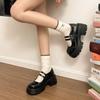 British style retro girls leather shoes summer new soft sole one pedal loafers college style Mary Jane single shoes