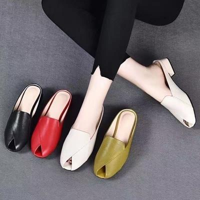 Summer New Arrival Solid Color Open Toe High Heel Slides | Women's Casual Chunky Heel Fish Mouth Slippers