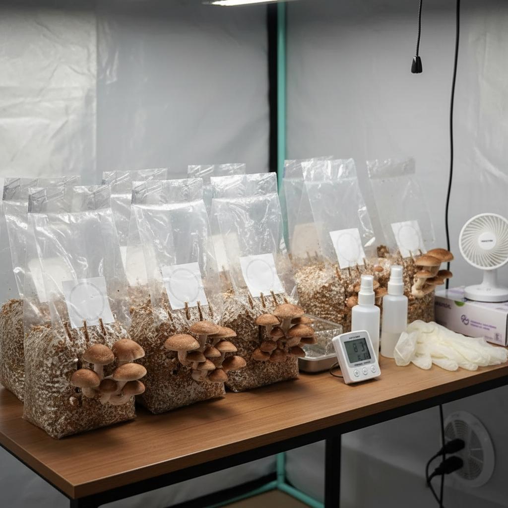 50 Pcs Clear PP Mushroom Planting Bag 0.2um Filter Edible Mushroom Breathable Bag Mushroom Spawn Grow Bag Indoor Gardening