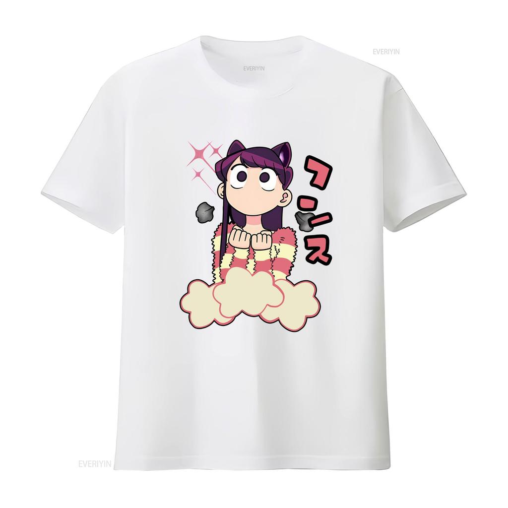 Komi San Cant Communicate T Shirt Hitohito Omoharu Ren Waifu Vintage Washed Slightly Fashion Homme Breathable Casual Vintage
