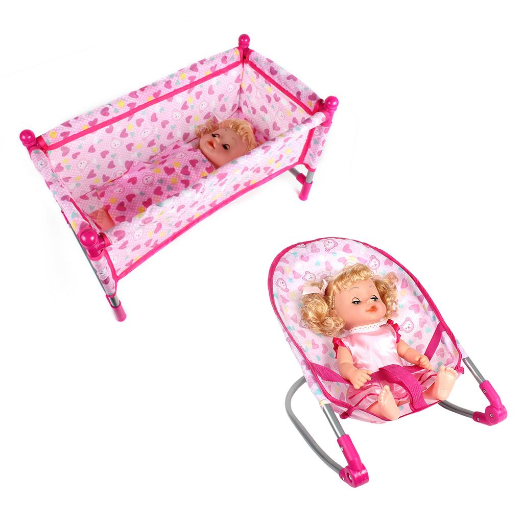 Baby Kleinkind Gitterbett Stabiles Kunststoffmöbel Tragbar für die meisten Reborn-Puppen und Puppenhauszubehör Täglicher Gebrauch