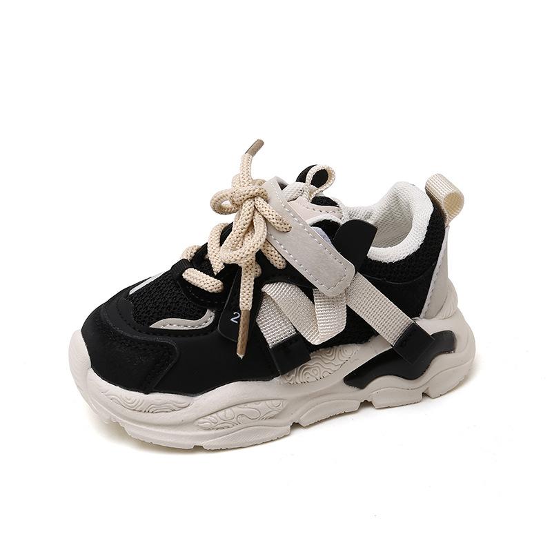 

Детская спортивная обувь Модные кроссовки для папы Сетчатые дышащие кроссовки Сочетание цветов Мягкая подошва Повседневная обувь 36 чёрный