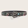 Printed PU Leather Waistband Flower Retro Waistband Adjustable Floral Belt  Outdoor