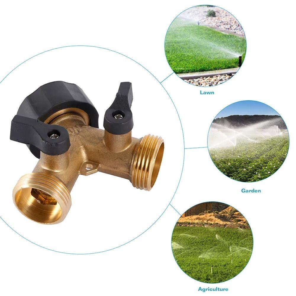 Heavy Duty Y Valve Brass Quick Connector Diverter Garden Hose Splitter Outdoor Faucet