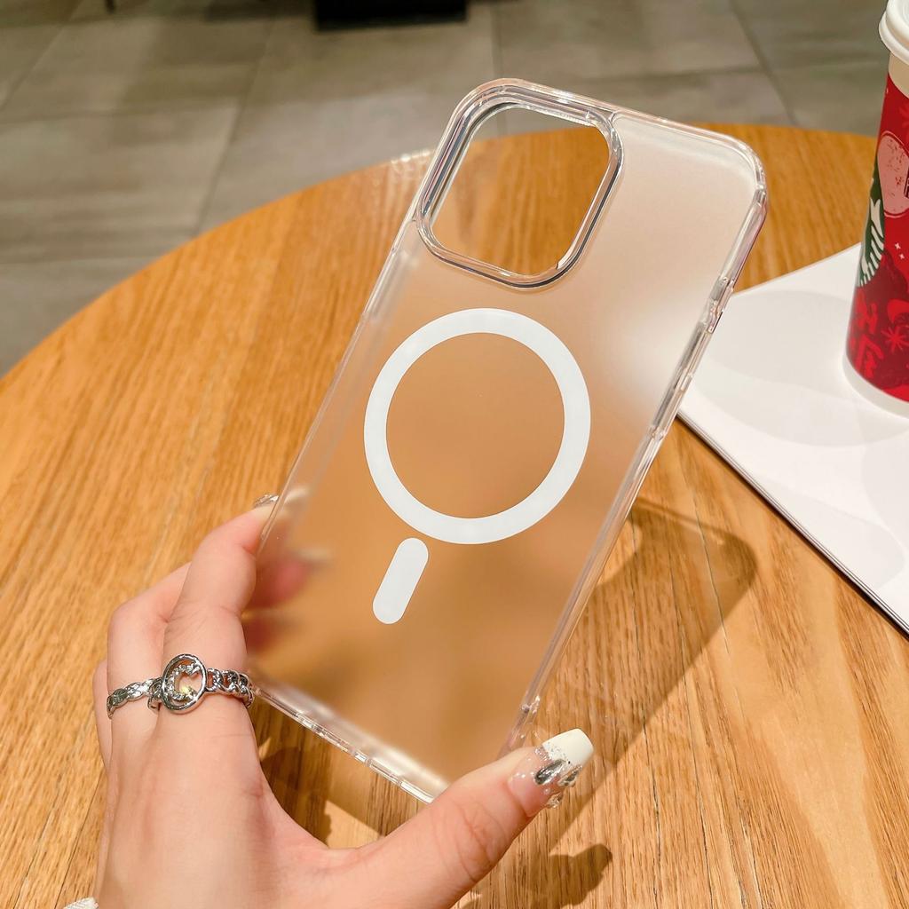 Applicable To IPhone15proMax Transparent Matte 13 High-end Magnetic Suction Apple 14 Mobile Phone Case Full Cover Anti-fall 12