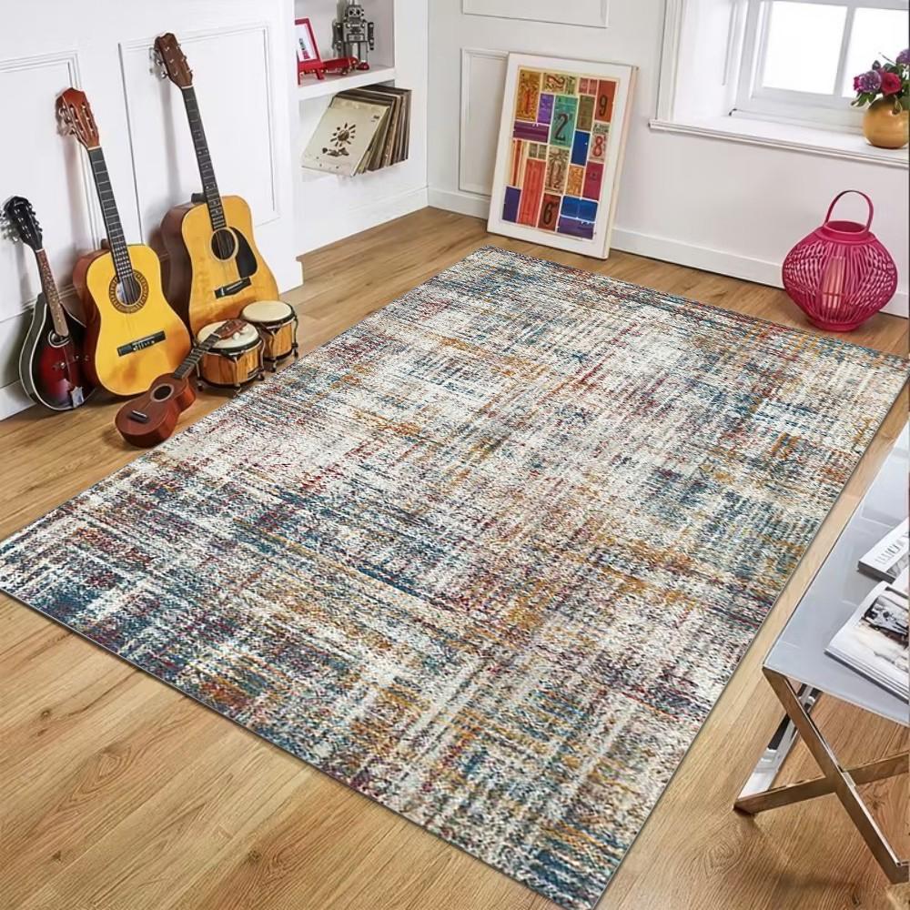 

Multi-Color Interwoven Abstract Texture Area Rug Light Luxury Style Soft Non-Slip Floor Carpet for Stylish Living Rooms 40x60cm