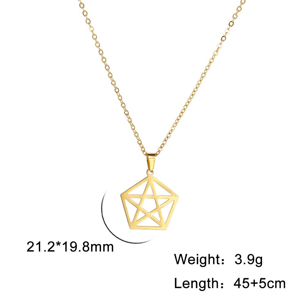 Cazador Pentagram Pentagonal Pendant Necklace for Women Heart Star Geometric Stainless Steel Chain Necklaces Jewelry Wholesale
