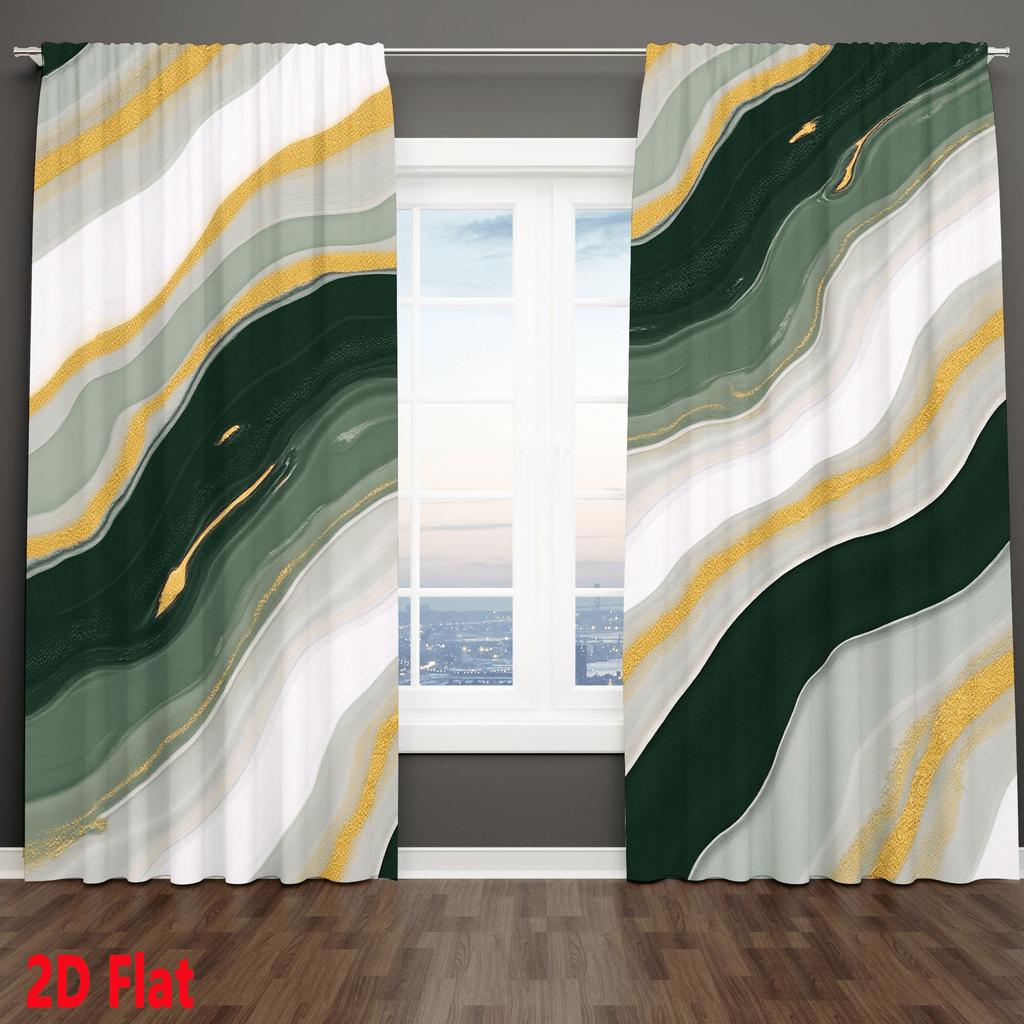 2 Pezzi Tende Arte Fluida Astratta con Tende Finestra Verde Foresta per Camera da Letto Decorazione Stanza Decorazione Trattamento Finestra.