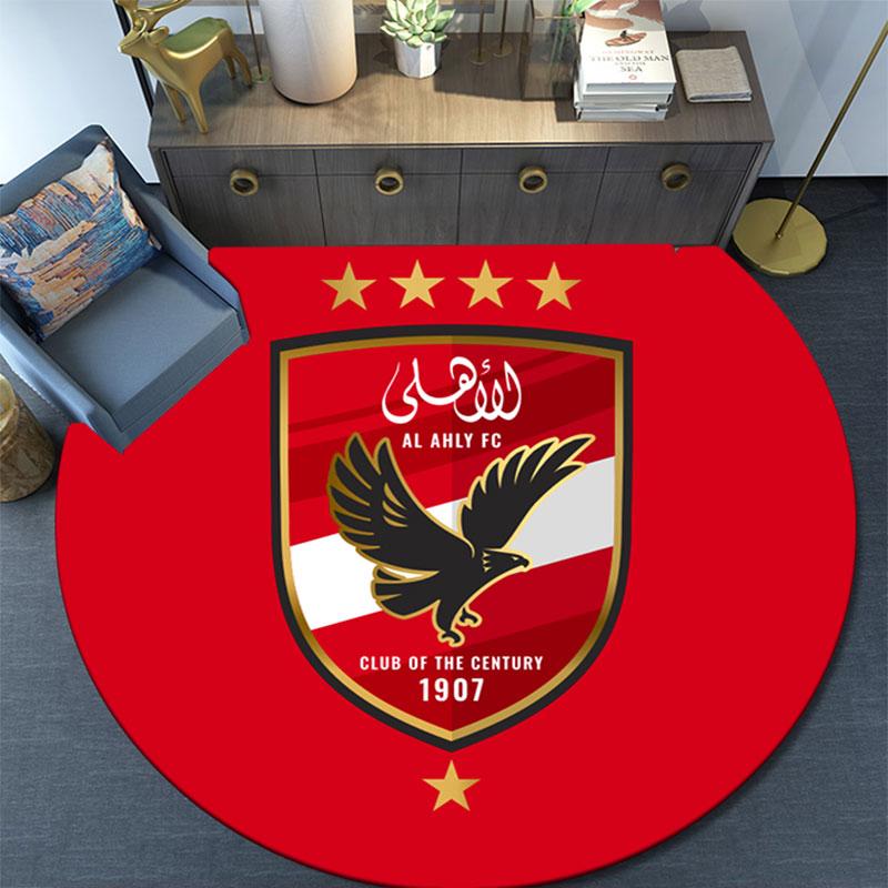 Al Ahly Sporting Club Printed Round Rug, Non Slip Washable Circular Carpet For Living Room Bedroom Playroom, Sports Fan Decor, Holiday Birthday Gift