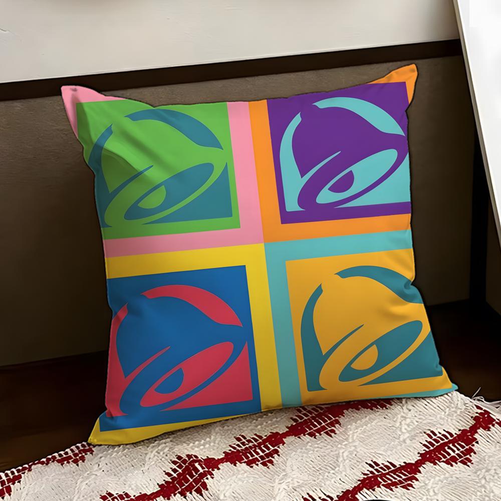 Mexican Flavor TTaco BBell Cushion Cover Reversible Soft Durable Pillow Cover Home Car MultiScene Use for Daily Comfort