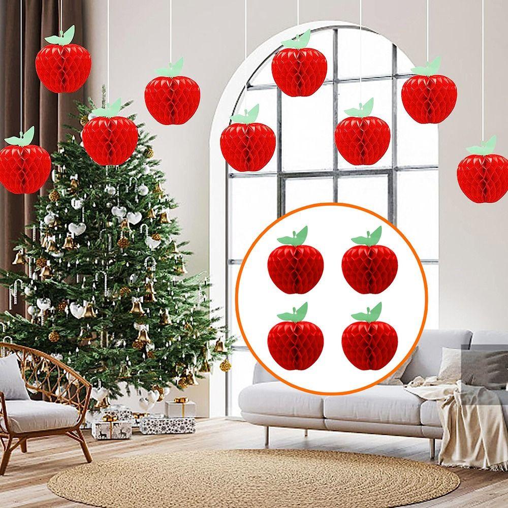 4/6PCS Dia.10cm/17.5cm Apple Garland Art Paper Red Apple Festoon  Wedding Festival