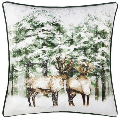 Classic Piped Velvet Reindeer Cushion Cover