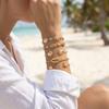 5 Pcs/Set Simple Metal Shell Starfish Open Bangles for Women Boho Summer Stackable Cuff Bracelet Seaside Beach Party Jewelry