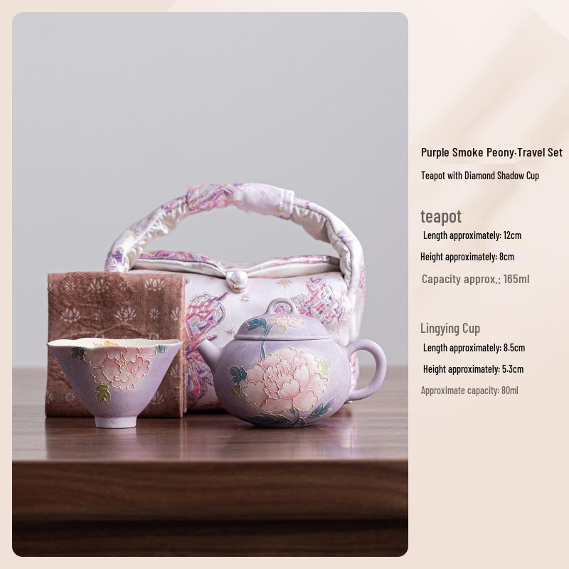 Hand-Painted Peony Ceramic Tea Set: Birthday & Mid-Autumn Gift