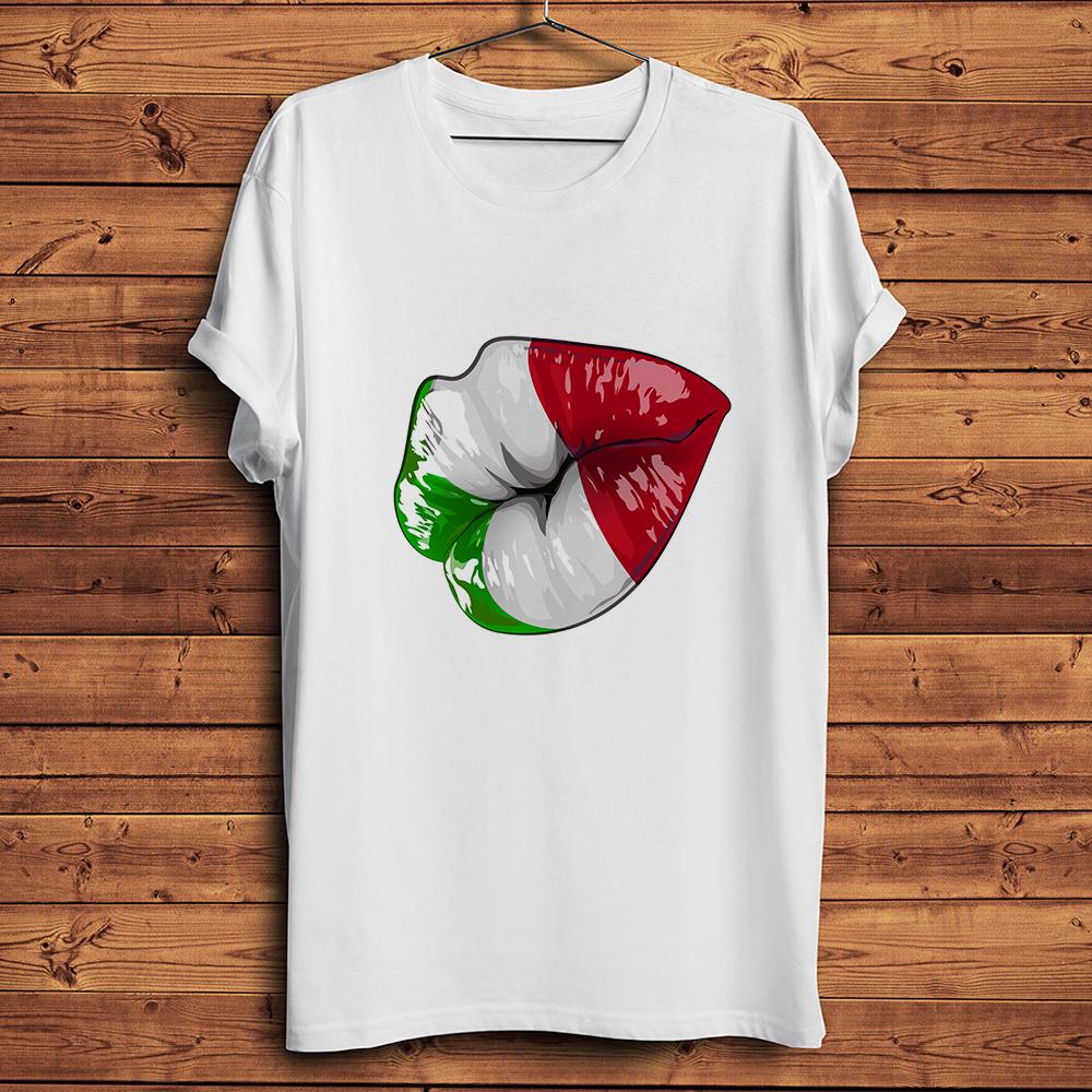 

Italian KissFunny Italy France Lips TShirtDaily Oneck Casual Short Sleeve TshirtUnisex TeeBreathable Nocracking Print S