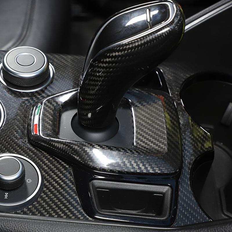 Dry Carbon Fiber Car Gear Shift Panel Frame Trim Cover Replacement For Alfa Romeo Giulia Stelvio 2020 2021 Interior Accessories