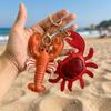 Cute Pu Crab Keychain Summer Bag Charm Multi-color Pu Leather Lobster Pendant  Bag Ornament